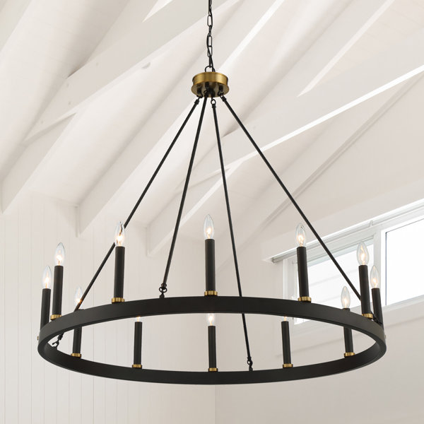 Greyleigh™ Finchley 12 Light Dimmable Wagon Wheel Chandelier & Reviews Wayfair Canada